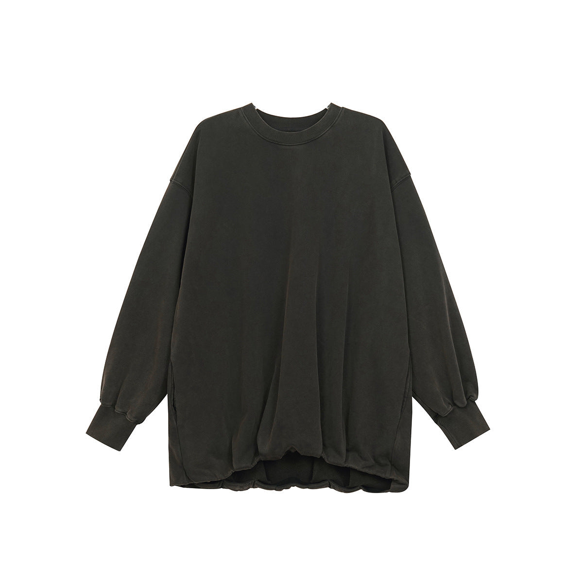 Pydshop grunge outfits Pleated Top for Women 2024 Autumn New Washed Distressed Hem Elastic Wide Sweater