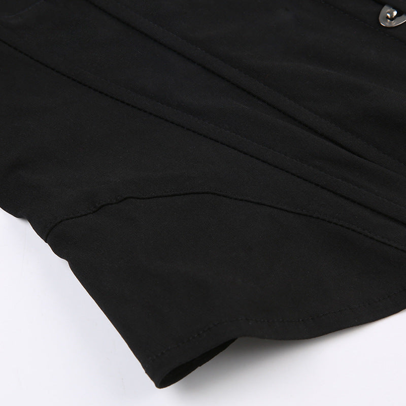 Pydshop Black One Shoulder Lace-up Split Top
