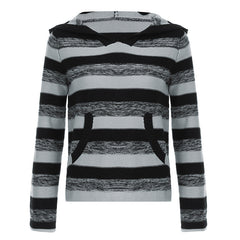 Pydshop dream clothes American Street Contrast Color Striped Loose Sweater Autumn Casual Lazy Style Hooded Casual Woolen Top for Women