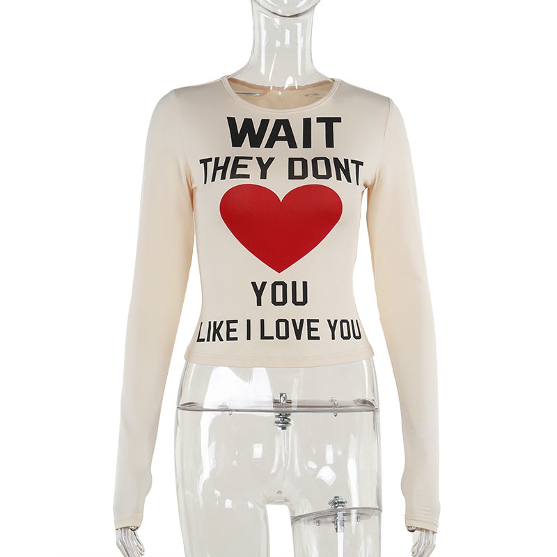 Pydshop 2000s fashion Jy24427 Autumn 2024 New T-shirt Style Simple Casual All-Match Printed Letter Long Sleeve Top for Women