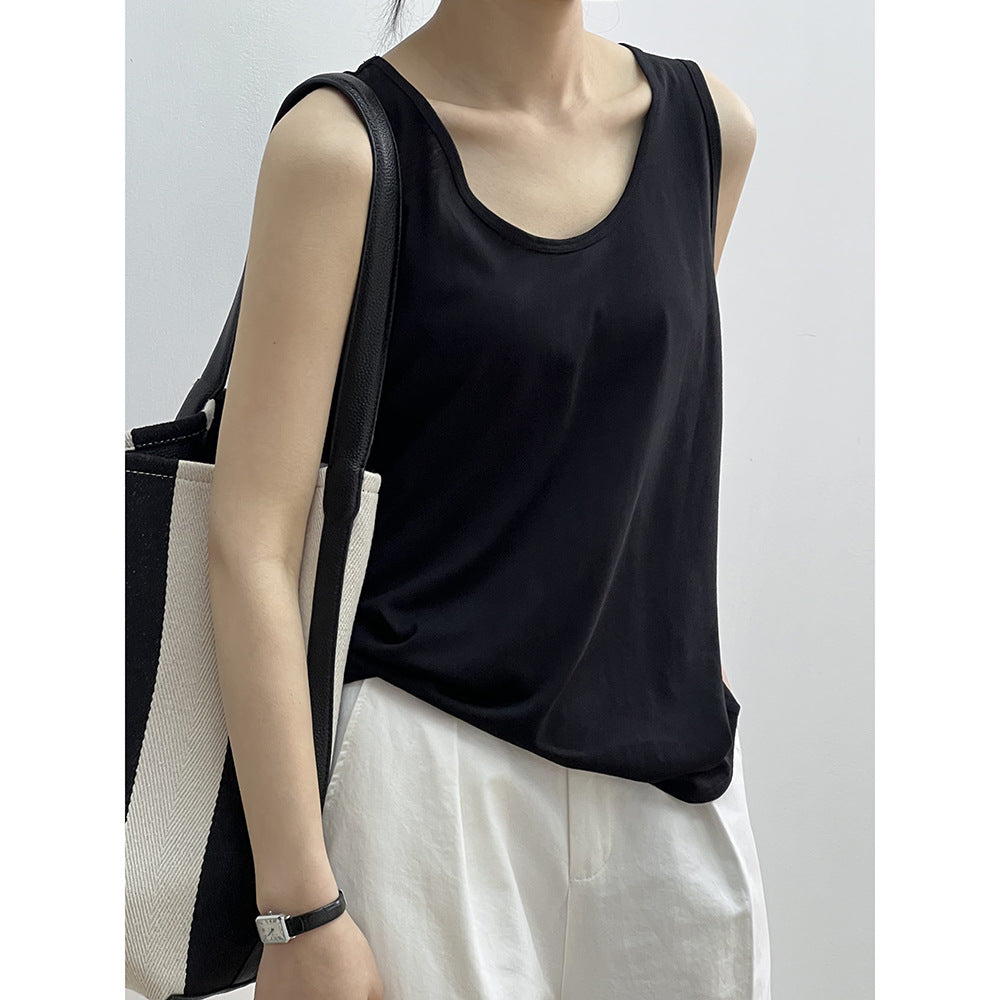 Pydshop birkenstock clogs outfit fall Autumn Korean Style Simple U-Collar Slimming Vest Women's Loose Base Wide Shoulder Strap Sleeveless Top