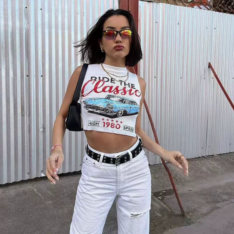 Pydshop Classic Letter Print Crop Top
