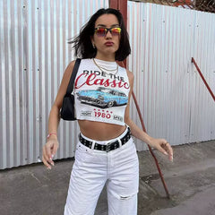 Pydshop Classic Letter Print Crop Top