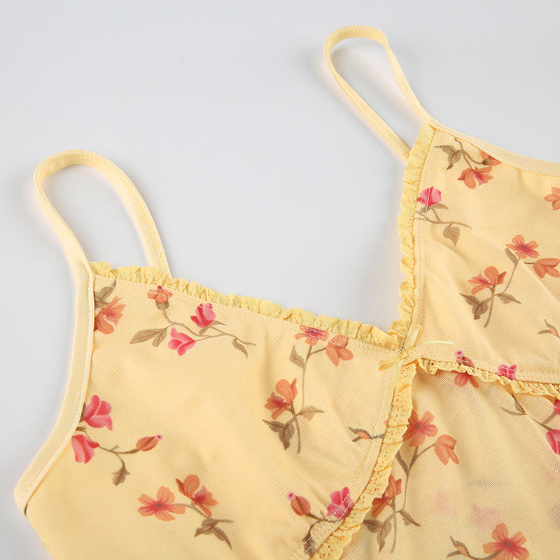 Pydshop Cara Floral Print Mesh Tank Top