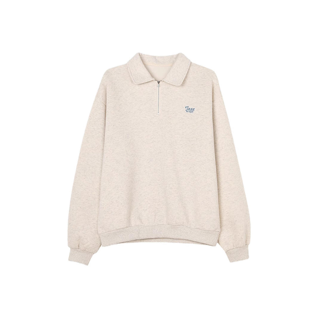 Pydshop fashion outfits 2024 Winter Korean Style Loose Polo Collar Zipper Sweater Women's Lazy Style Fleece-lined Long Sleeve Top Loose Women's Sweater