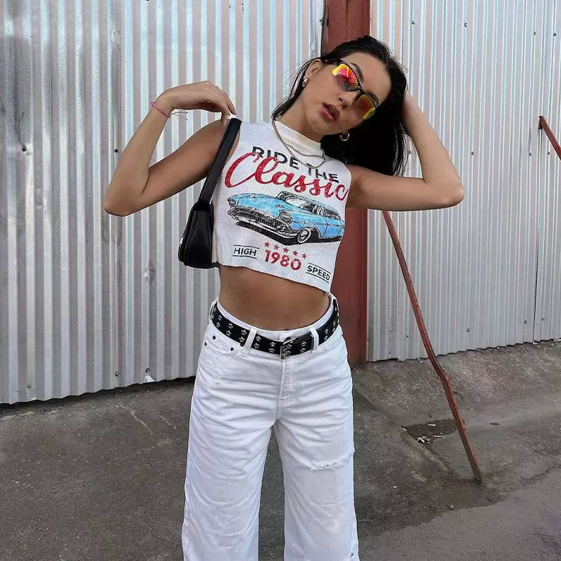 Pydshop Classic Letter Print Crop Top