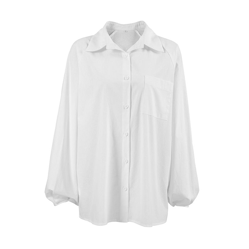 Pydshop casual dinner outfit fall Pure Cotton See-through High-Grade Loose Casual Women's Shirt 2024 Autumn and Winter Long-Sleeved Top for Women