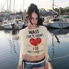 Pydshop 2000s fashion Jy24427 Autumn 2024 New T-shirt Style Simple Casual All-Match Printed Letter Long Sleeve Top for Women