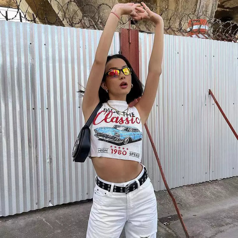 Pydshop Classic Letter Print Crop Top