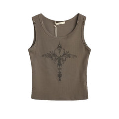 Skeleton Bones Printed Crop Tank Top