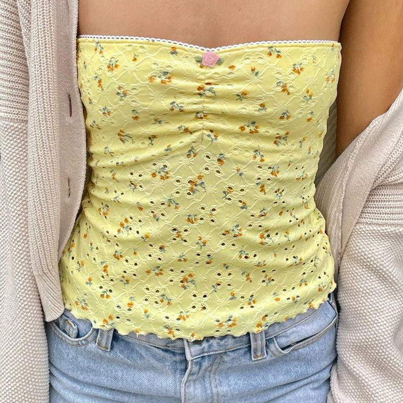 Pydshop Dena Mini Floral Print Strapless Top