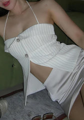 Pydshop Open Front Striped Shirt Top