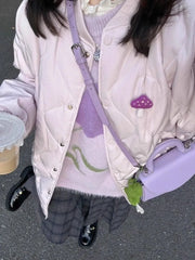 Pydshop Sweet Fashion Purple Waterproof Mink Pullovers Lazy All-match Loose Knitted Tops Women Y2k O-neck Long Sleeve Sweaters Mujer