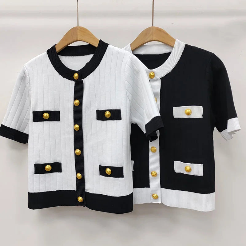 Pydshop Golden Lion Button Knit Top