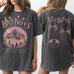 Pydshop ACOTAR Bat Boys Shirt Sarah J Maas Book Boyfriend Night Court 100% Cotton Loose Retro Shirt Unisex Tee Fantasy Apparel Y2K Top