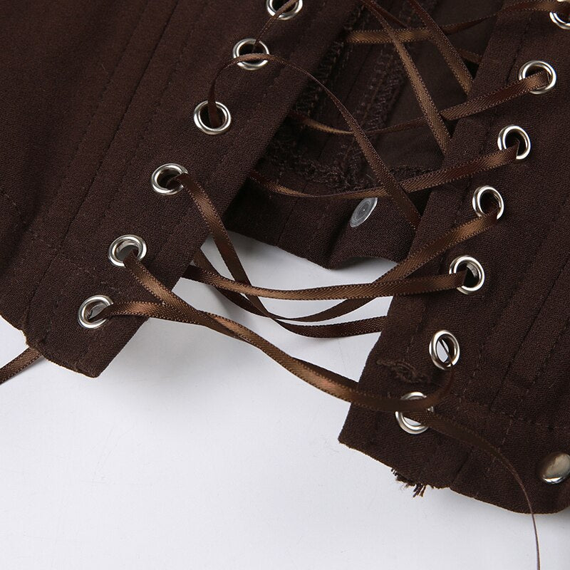 Pydshop – Rückenfreies, ärmelloses Neckholder-Top in Braun