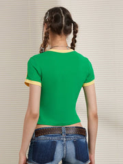 Pydshop Baby Tees for Women Y2k Graphic Tops Numbers Print Short Sleeve Crop Tops 90s T-Shirt Vintage Clothes Streetwear