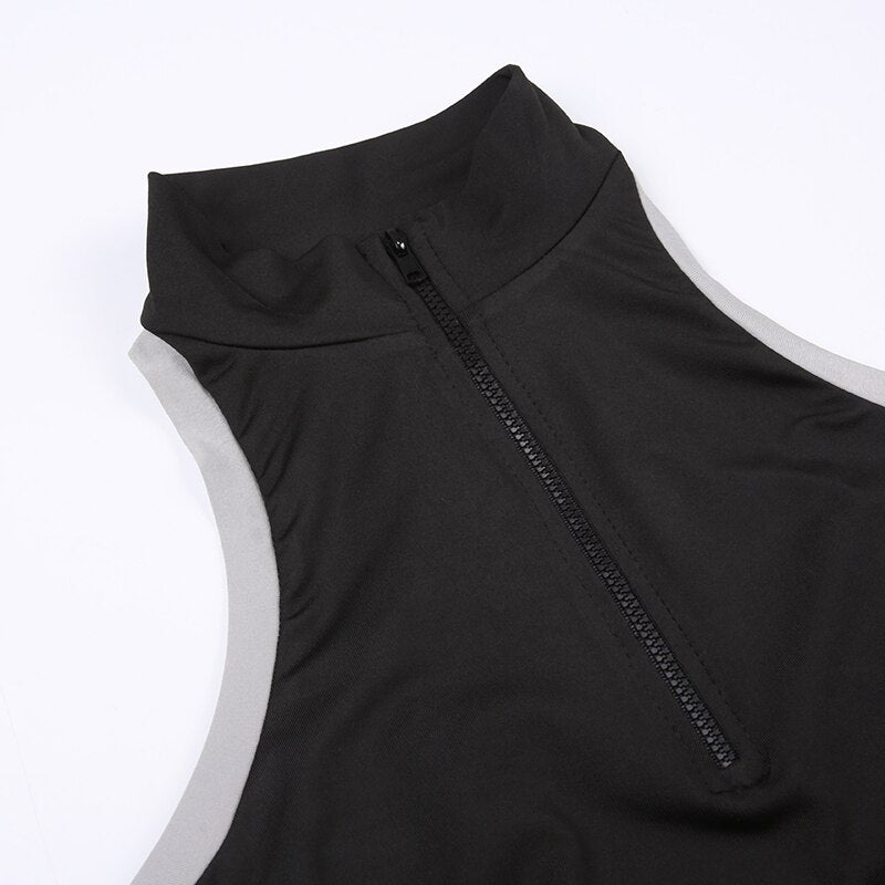 Pydshop Black Stripe Stand Collar Short Top
