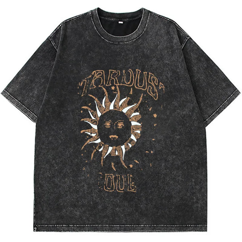 Pydshop Acid Washed Vintage T Shirt Streetwear Hip Hop Punk Harajuku Print T Shirt Women Casual Cotton Short Sleeve Tops Y2k