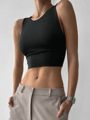 Pydshop Black Backless Fitness Sporty Sleeveless Top