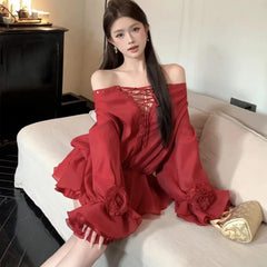 Pydshop High Quality French Fashion Luxury Lady Shirts & Blouses Women Fried Street Loose Blusas Ruffled Edge Patchwork Flower Tops