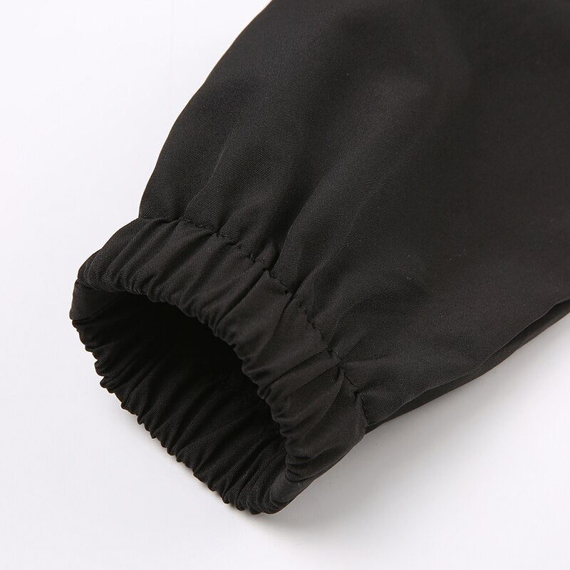 Pydshop Black Buckle Turtleneck Pullover Smock Zipper Top