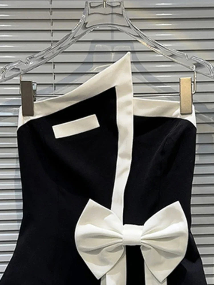 Pydshop Black Tube Top with Contrast Bow