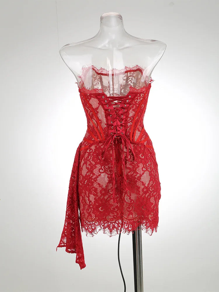 Lace Panel Corset Mini Dress