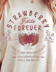 Pydshop Beatle Strawberry Fields Rockband-T-Shirt Old School Kurzarm-Band-Shirt Lockere Freizeitkleidung Y2K-Top Tägliche trendige Streetwear