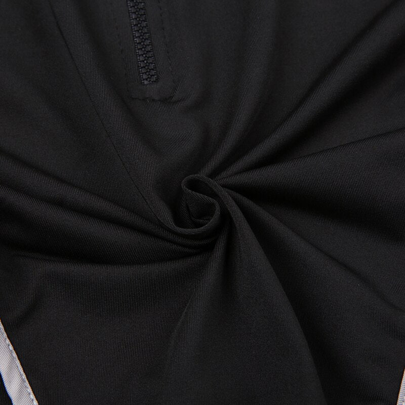Pydshop Black Stripe Stand Collar Short Top