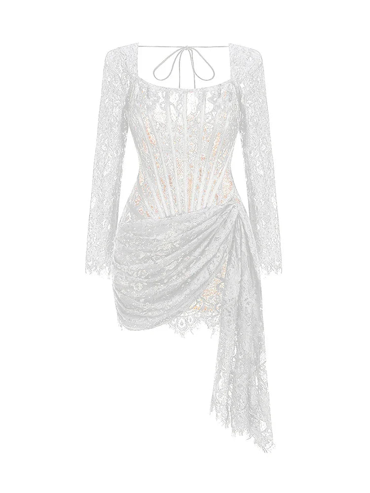 Lace Panel Corset Mini Dress