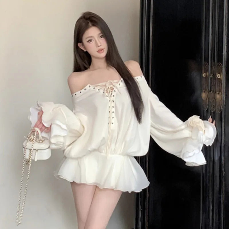 Pydshop High Quality French Fashion Luxury Lady Shirts & Blouses Women Fried Street Loose Blusas Ruffled Edge Patchwork Flower Tops