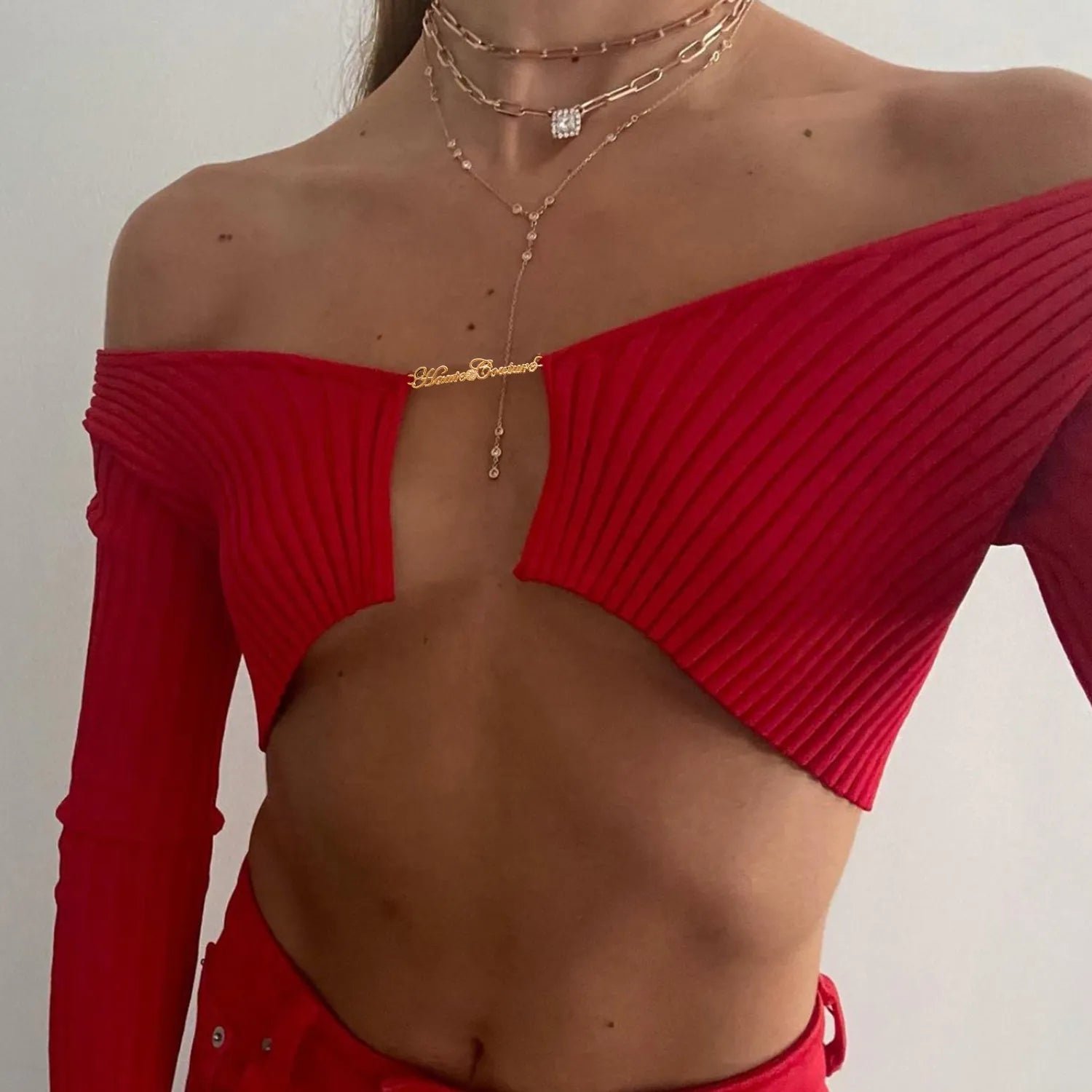 Pydshop Knitted Long Sleeve Ribbed Mini Top and Full Sweater