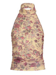 Pydshop Boho Floral Print Turtleneck  Halter Top