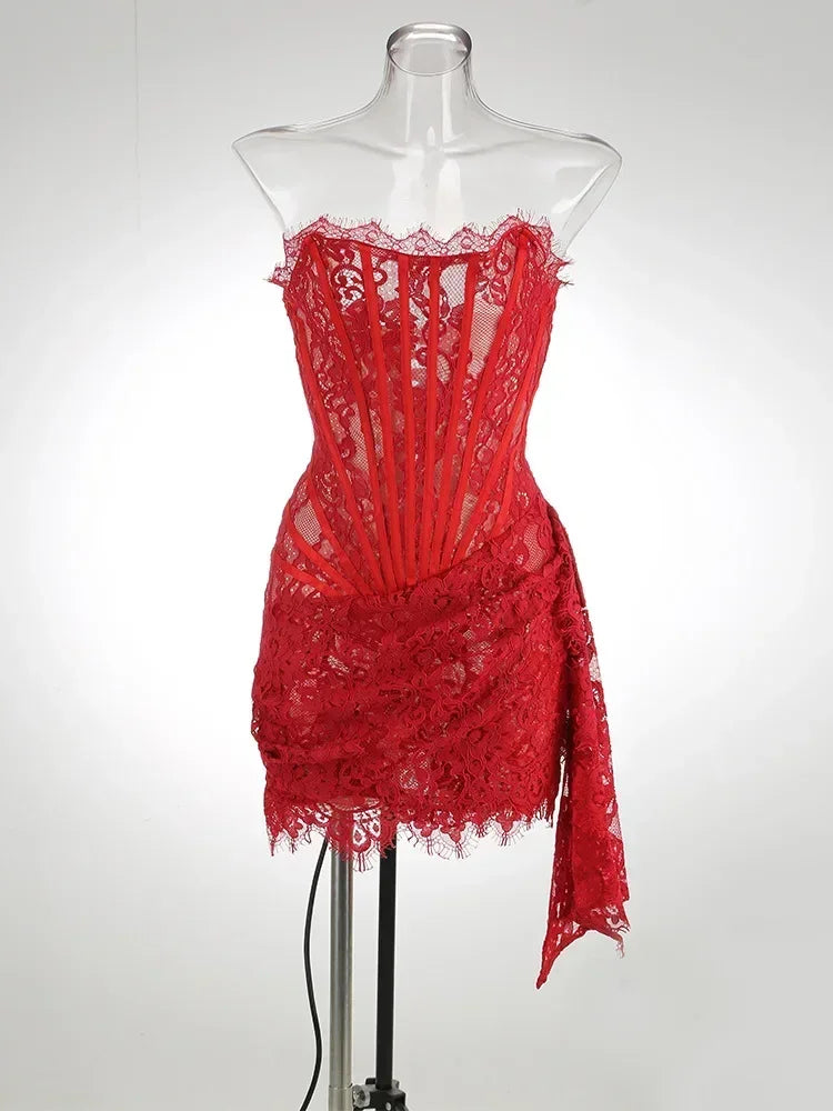 Lace Panel Corset Mini Dress
