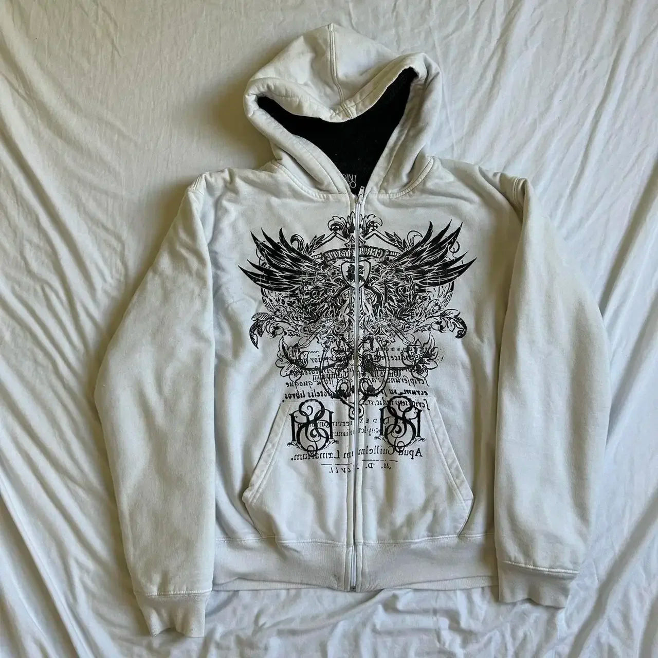 Pydshop hirigin Gothic Sweatshirt Women y2k Clothes Graphic Print Zip Up Long Sleeve Tops with Pockets Fairy Grunge Hoodie Streetwear