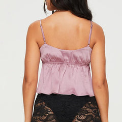 Pydshop Lace Bandage Camisole For Women Stitching Sexy Plunge Backless Hot Girl Y2K Summer Fashion Female Strap Short Crop Top