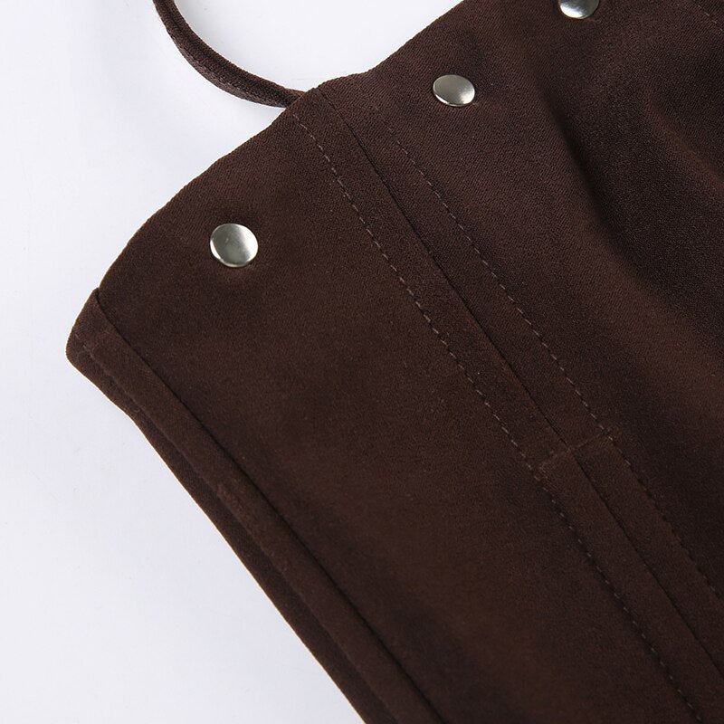 Pydshop – Rückenfreies, ärmelloses Neckholder-Top in Braun