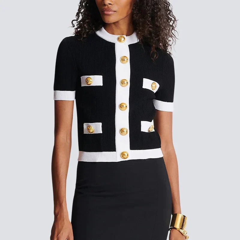 Pydshop Golden Lion Button Knit Top