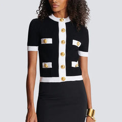 Pydshop Golden Lion Button Knit Top