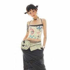 Pydshop Summer Sexy Backless Lace Up Camisole Tank Top 2024 New Slim Fit Vest for Women Y2k E-Girl Strapless Sleveless Tops Mujer