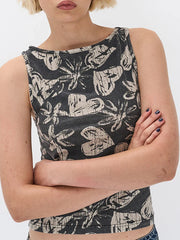 Pydshop Y2k Print Tank Top for Women Sleeveless Aesthetic Camisole Graphic Baby Tees Slim Fitted Strappy Shirts