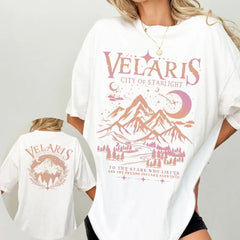 Pydshop ACOTAR Velaris Shirt Sarah J Maas Book Boyfriend Book Lover Gift100% Cotton Loose Retro Shirt Unisex Tee Fantasy Apparel Y2K Top
