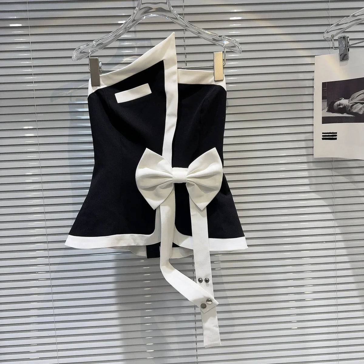 Pydshop Black Tube Top with Contrast Bow