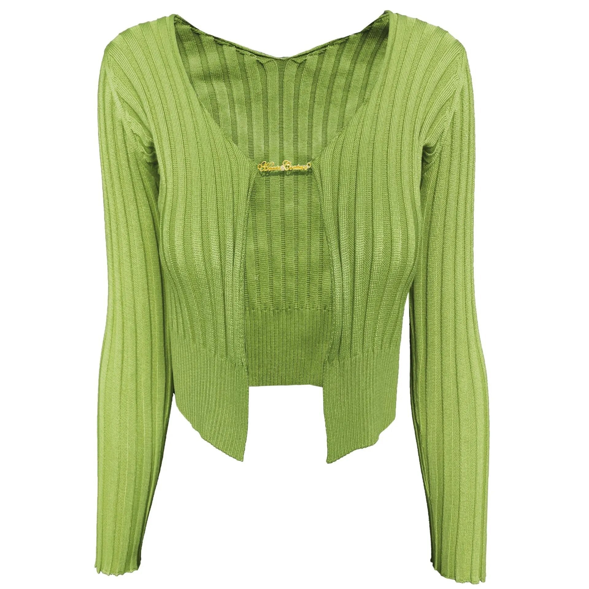 Pydshop Knitted Long Sleeve Ribbed Mini Top and Full Sweater