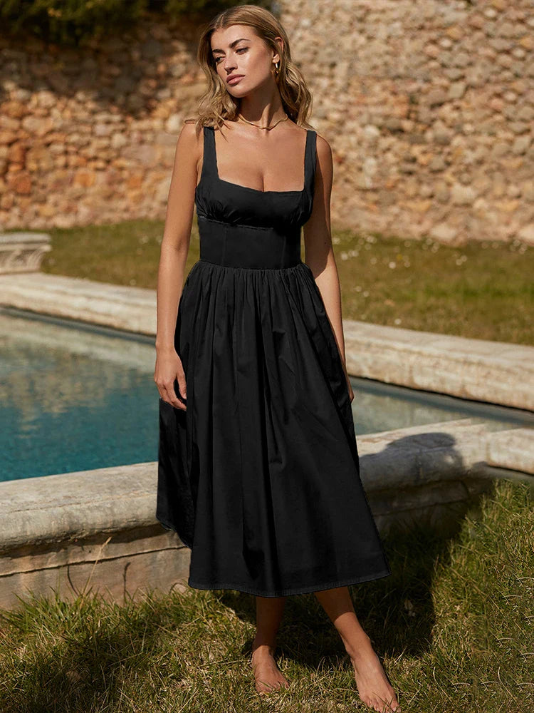 Slim Bodycon A-Line Midi Dress