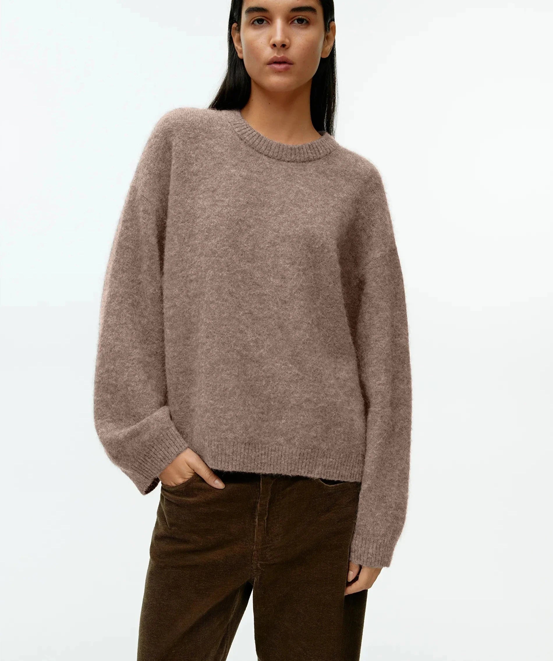 Pydshop Basic O Neck Lantern Sleeve Sweater Women 2024 Oversized Pink Blue Knitted Pullovers Female Casual Thick Warm Tops