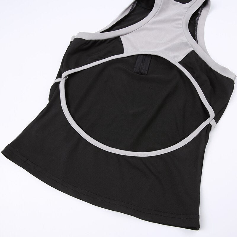 Pydshop Black Stripe Stand Collar Short Top