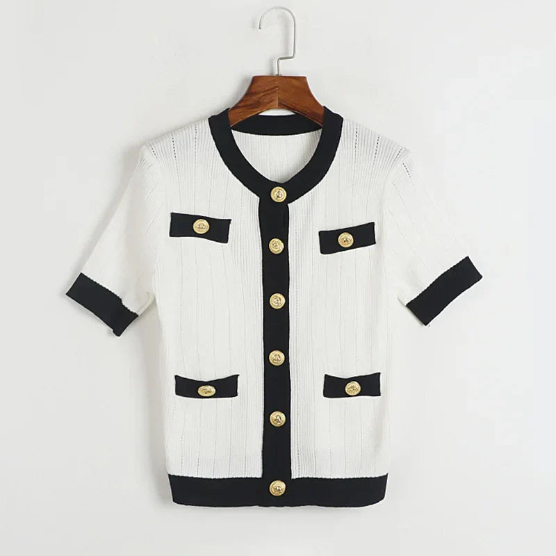 Pydshop Golden Lion Button Knit Top