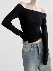 Pydshop Gothic Off-Shoulder Skinny Slash Neck Top